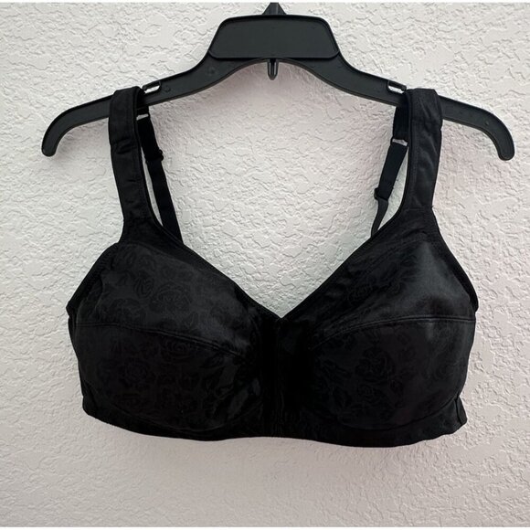 Women's 24/7 Comfort Black Bra Floral Print Size 40C Wireless Full Coverage NWOT - Picture 1 of 9